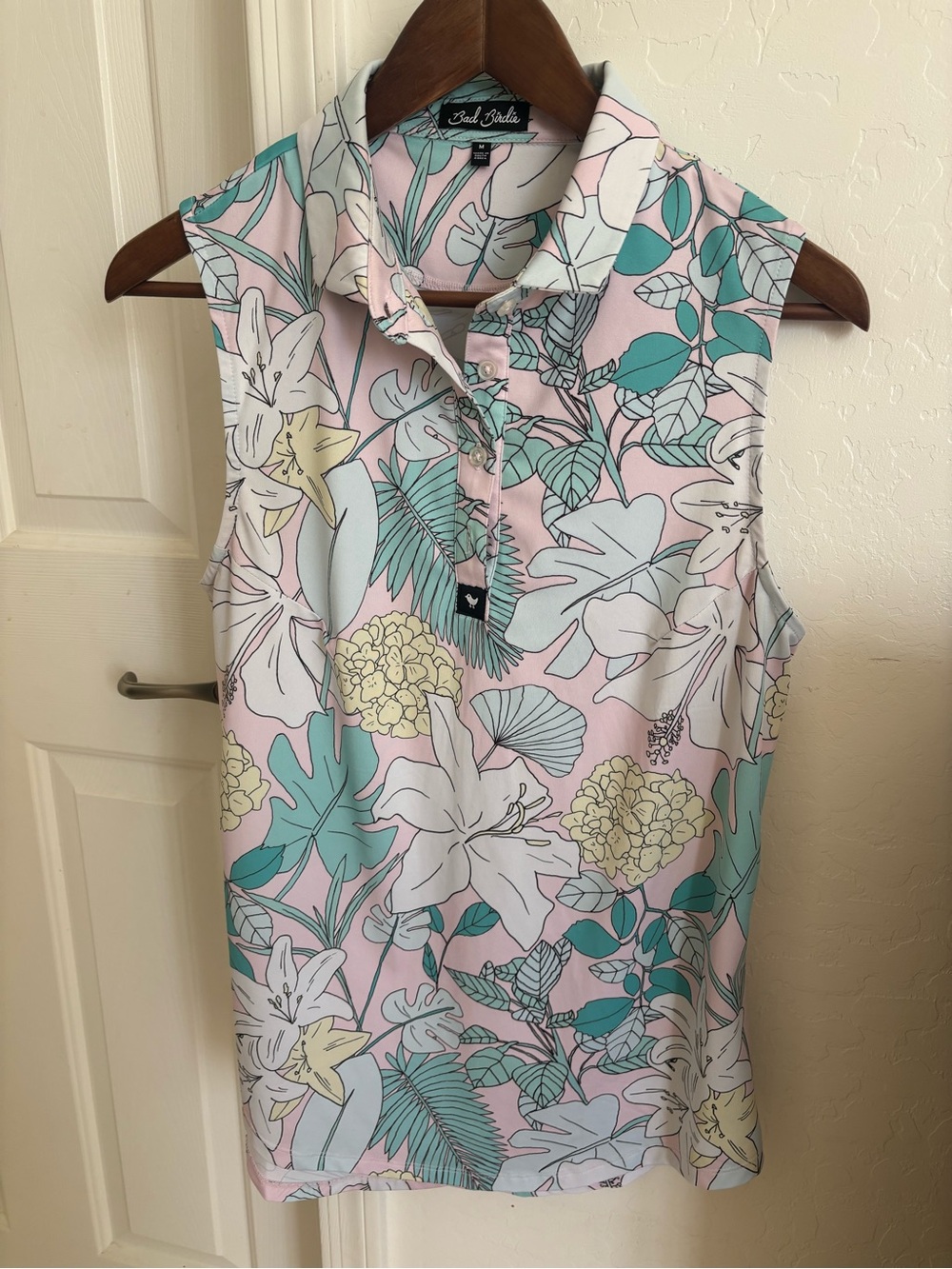 Bad Birdie Floral Polo Tank in Pink, Teal, Cream